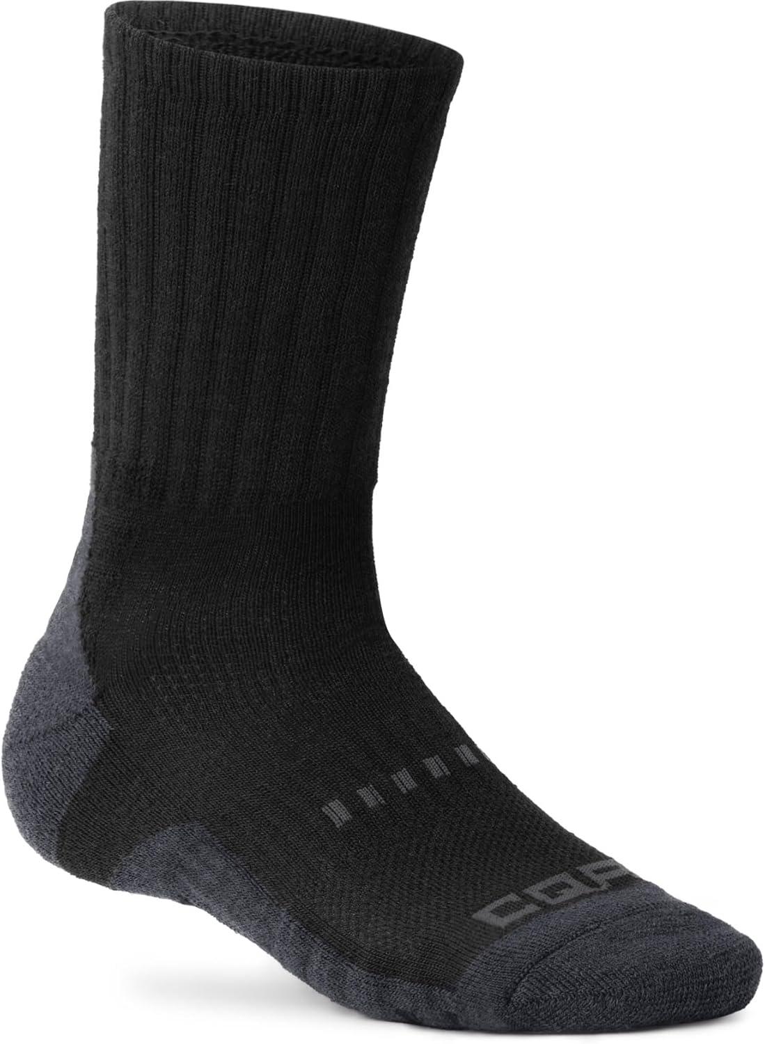 imageCQR 3 Pack Men and Women Wool Hiking Mid Calf Crew Socks Moisture Wicking Breathable Outdoor Tactical Cushion boot SocksRex Tac 85in Black