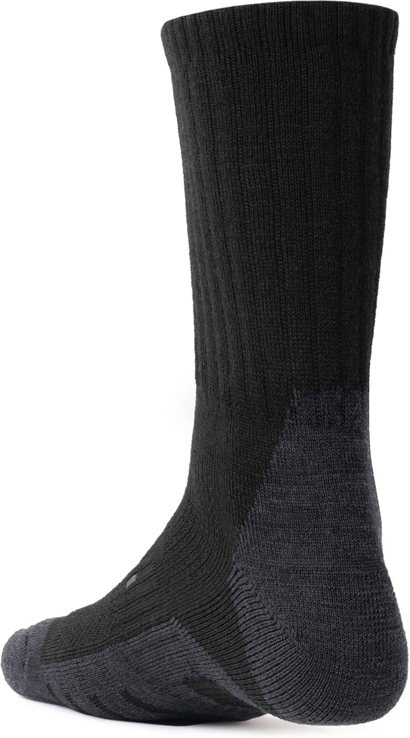 imageCQR 3 Pack Men and Women Wool Hiking Mid Calf Crew Socks Moisture Wicking Breathable Outdoor Tactical Cushion boot SocksRex Tac 85in Black