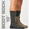 CQR 3 Pack Men and Women Wool Hiking Mid Calf Crew Socks, Moisture Wicking Breathable Outdoor Tactical Cushion boot Socks(Rex Arc 10in Soil Green)