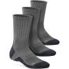 CQR 3 Pack Men and Women Wool Hiking Mid Calf Crew Socks, Moisture Wicking Breathable Outdoor Tactical Cushion boot Socks(Rex Tac 8.5in Light Grey)