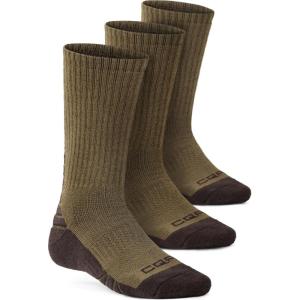 CQR 3 Pack Men and Women Wool Hiking Mid Calf Crew Socks, Moisture Wicking Breathable Outdoor Tactical Cushion boot Socks(Rex Arc 10in Coyote Brown)
