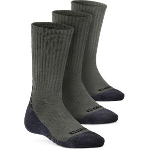 CQR 3 Pack Men and Women Wool Hiking Mid Calf Crew Socks, Moisture Wicking Breathable Outdoor Tactical Cushion boot Socks(Rex Arc 10in Soil Green)