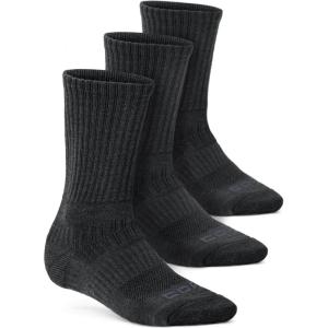 CQR 3 Pack Men and Women Wool Hiking Mid Calf Crew Socks, Moisture Wicking Breathable Outdoor Tactical Cushion boot Socks(Rex Lt 8.5in Black)