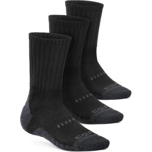 CQR 3 Pack Men and Women Wool Hiking Mid Calf Crew Socks, Moisture Wicking Breathable Outdoor Tactical Cushion boot Socks(Rex Tac 8.5in Black)