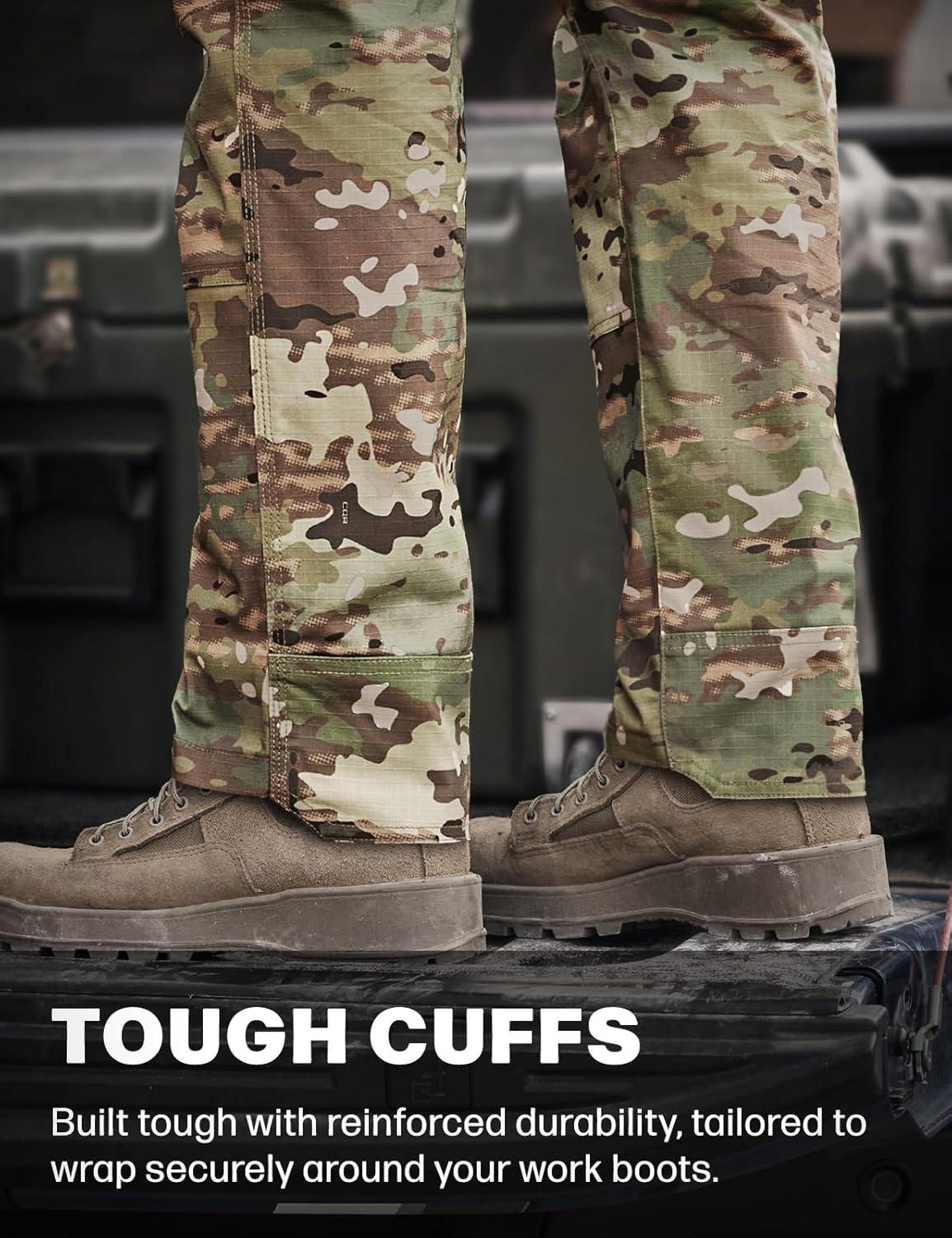 imageCQR Mens Quick Dry Work Pants Water Resistant Outdoor Tactical Pants Lightweight Stretch Cargo Hiking PantsDura Flex Utility Camo