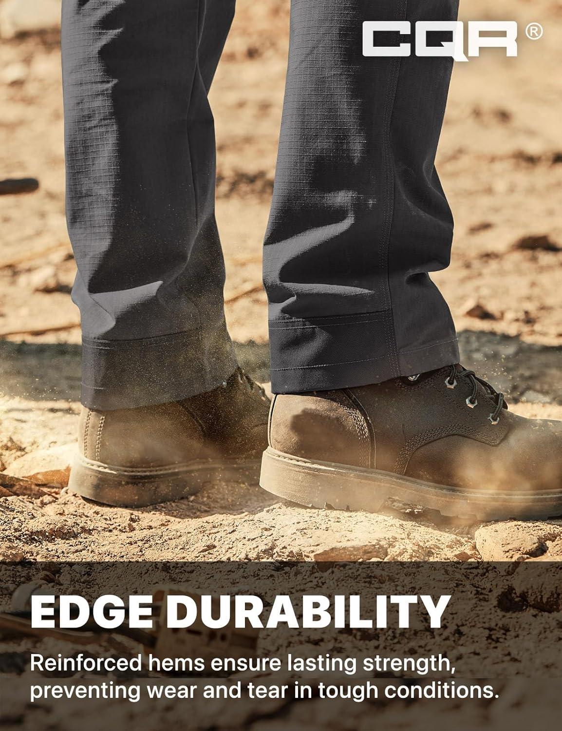 imageCQR Mens Quick Dry Work Pants Water Resistant Outdoor Tactical Pants Lightweight Stretch Cargo Hiking PantsFrontline Charcoal