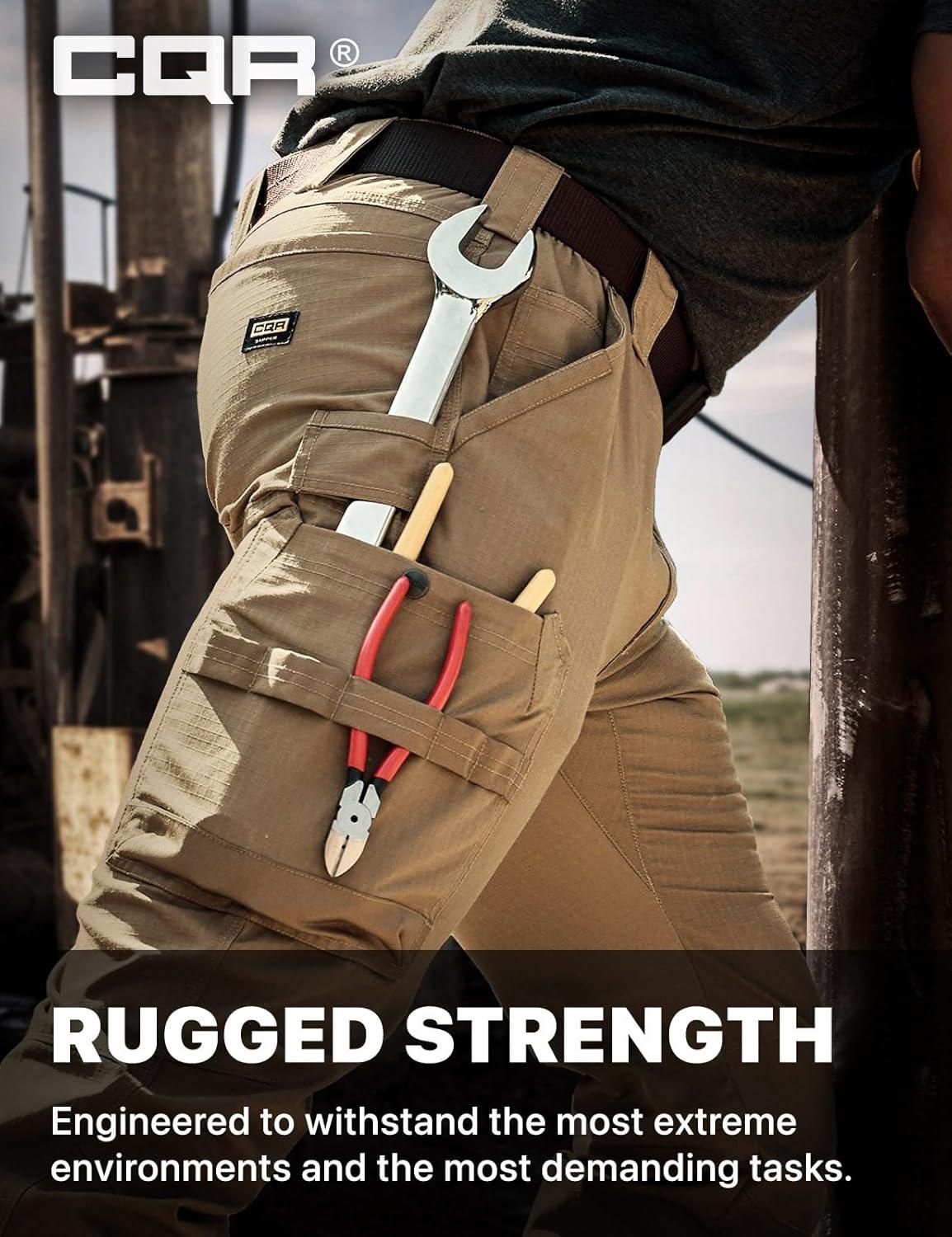imageCQR Mens Quick Dry Work Pants Water Resistant Outdoor Tactical Pants Lightweight Stretch Cargo Hiking PantsFrontline Cougar
