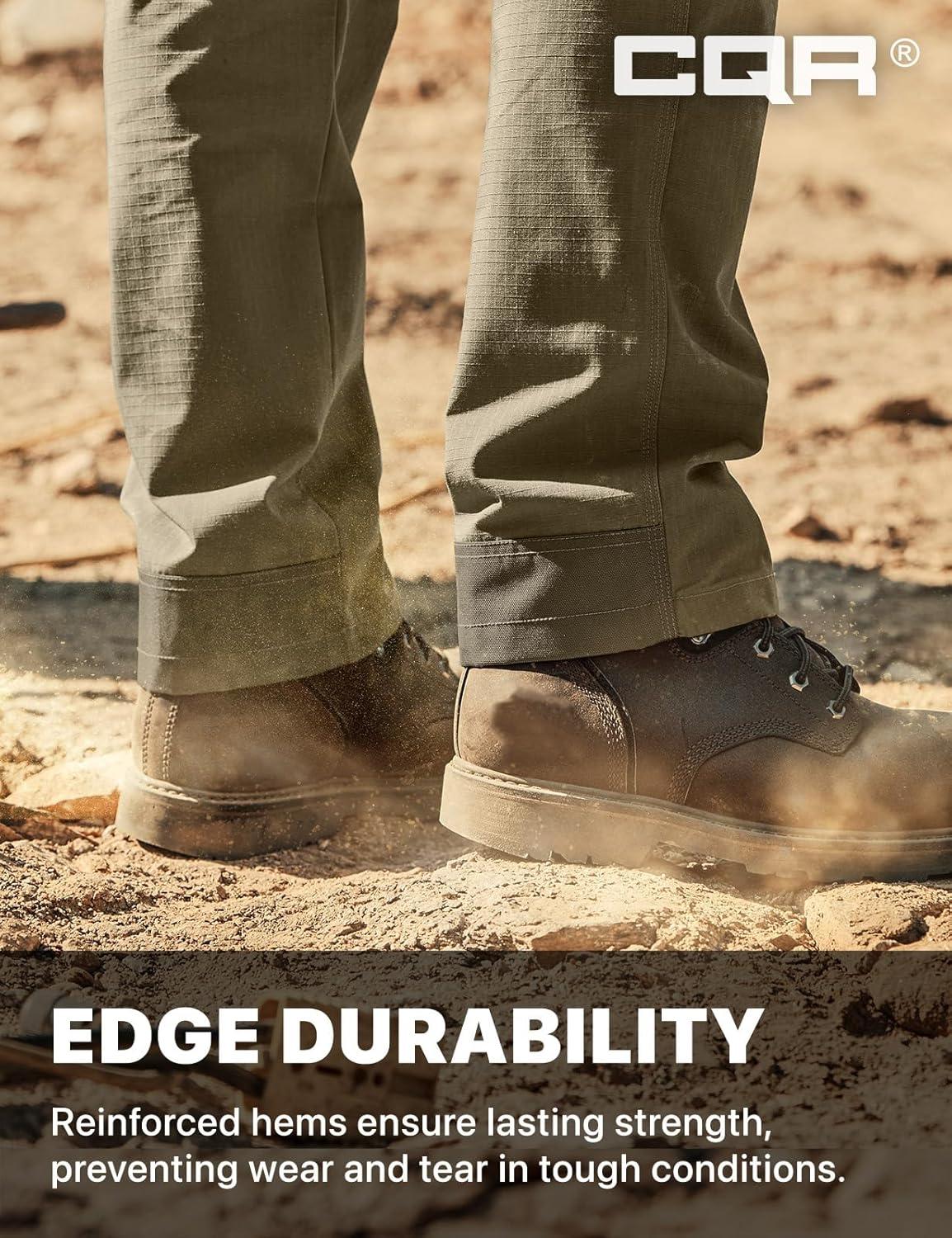 imageCQR Mens Quick Dry Work Pants Water Resistant Outdoor Tactical Pants Lightweight Stretch Cargo Hiking PantsFrontline Soil Green
