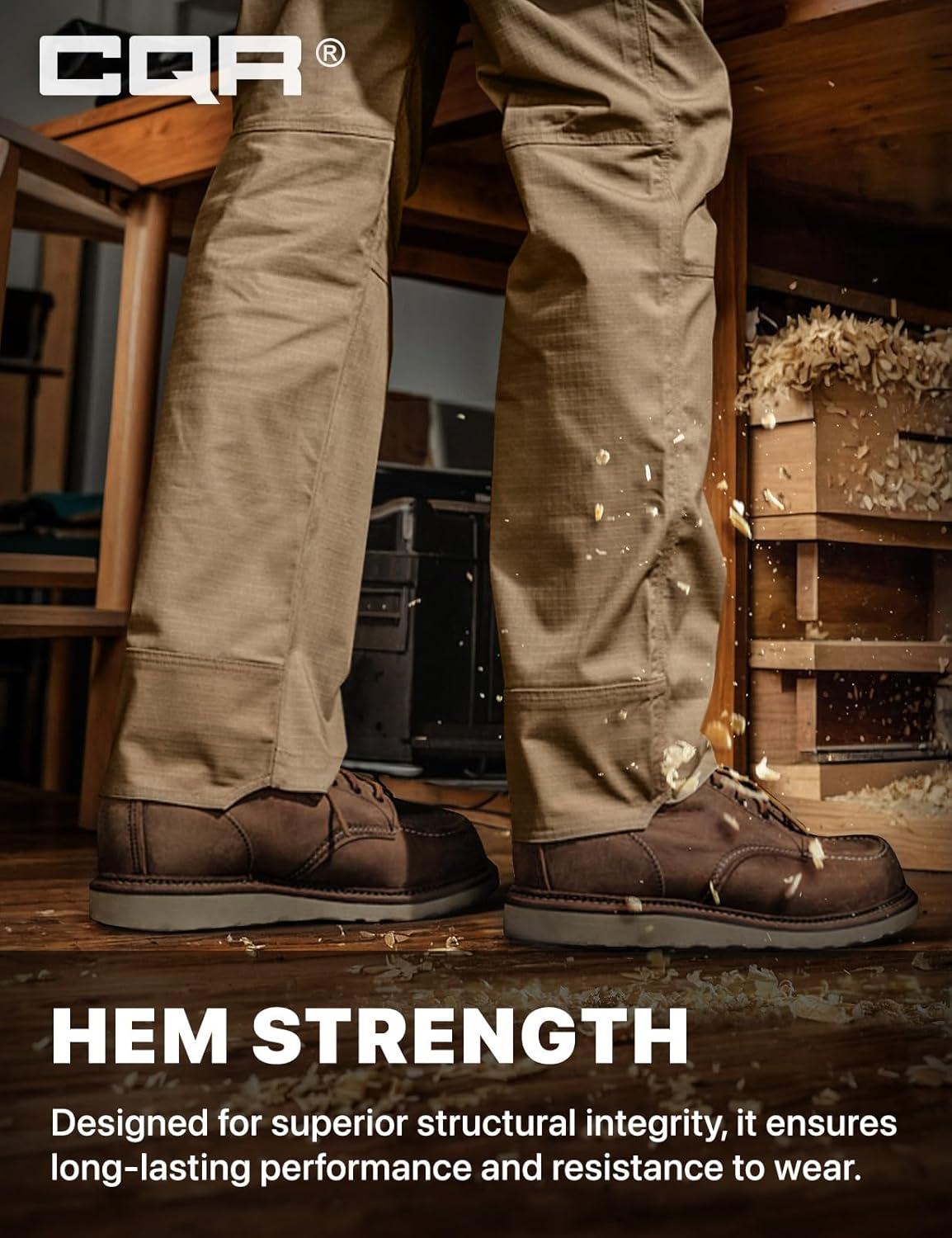 imageCQR Mens Quick Dry Work Pants Water Resistant Outdoor Tactical Pants Lightweight Stretch Cargo Hiking PantsLumber Cougar