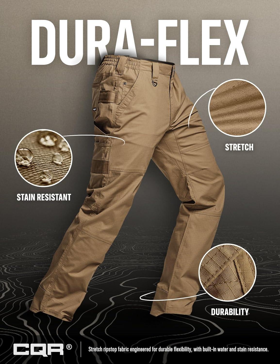 imageCQR Mens Quick Dry Work Pants Water Resistant Outdoor Tactical Pants Lightweight Stretch Cargo Hiking PantsLumber Cougar