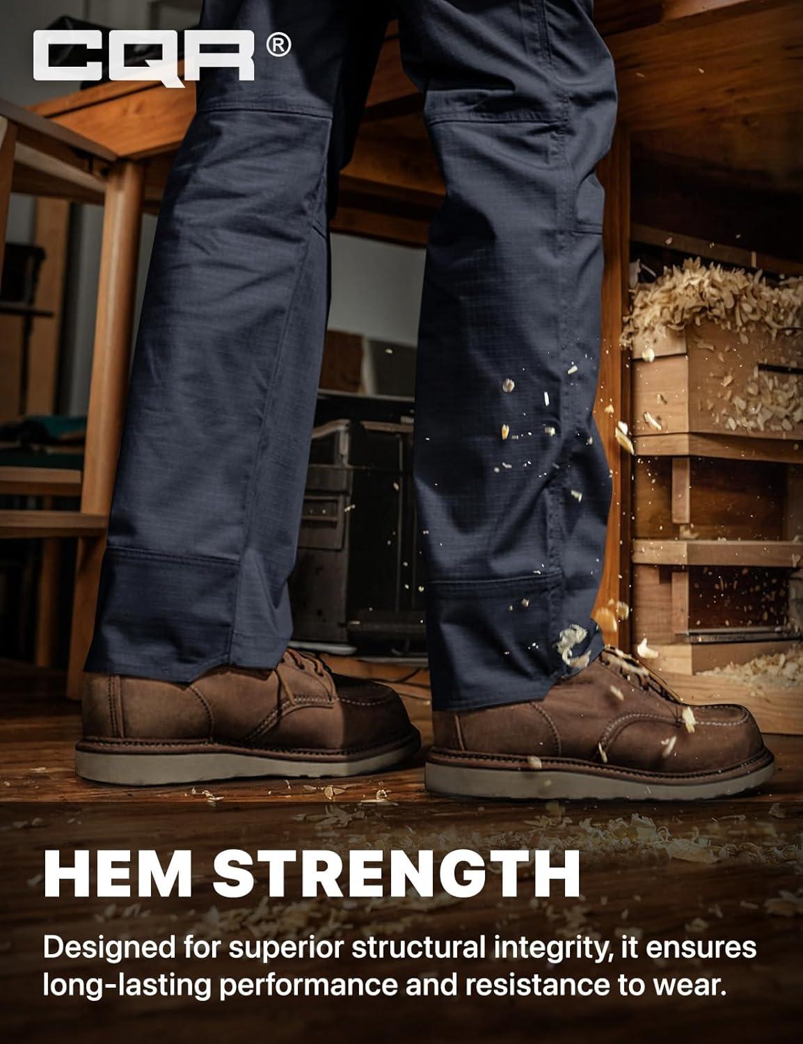 imageCQR Mens Quick Dry Work Pants Water Resistant Outdoor Tactical Pants Lightweight Stretch Cargo Hiking PantsLumber Operator Navy