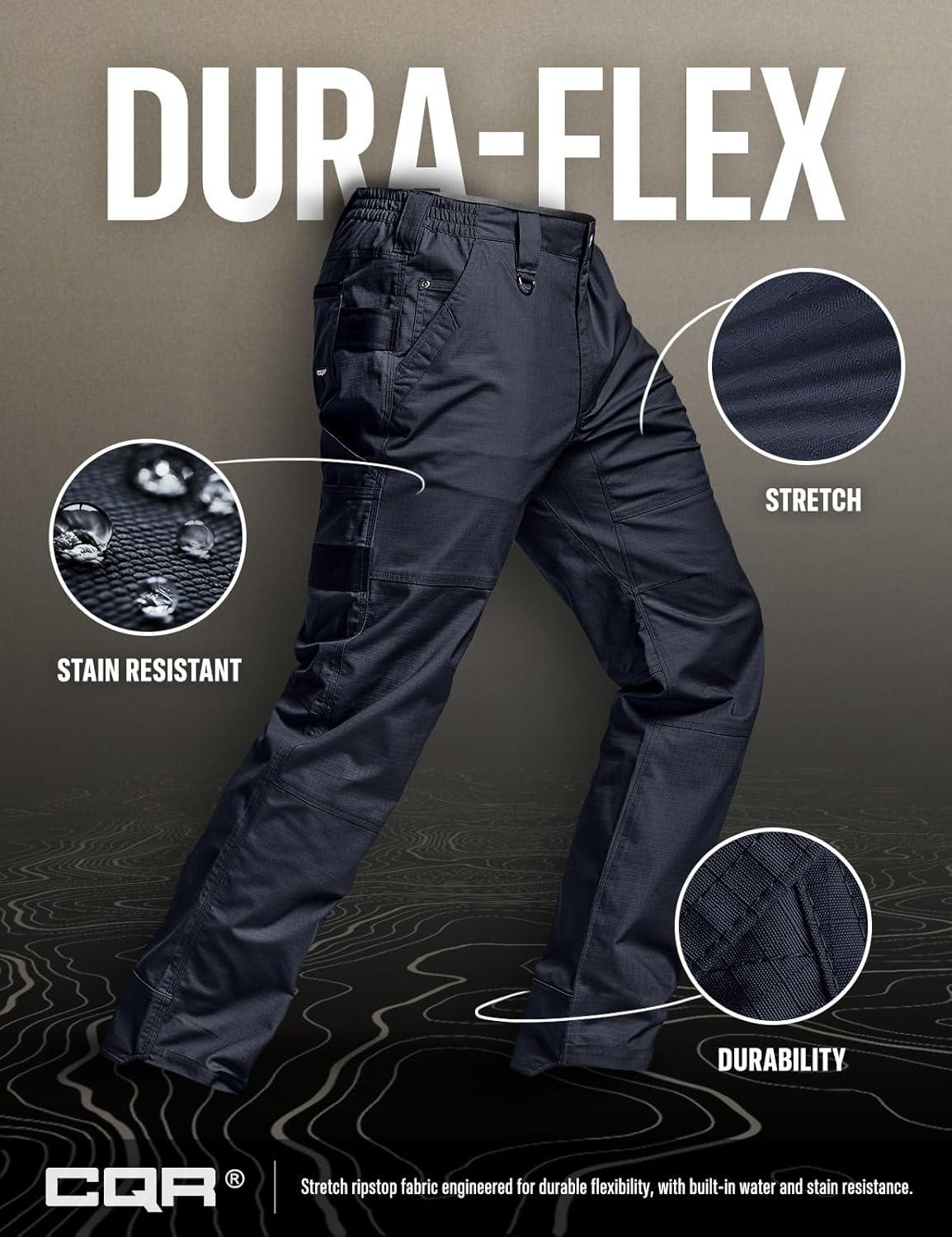 imageCQR Mens Quick Dry Work Pants Water Resistant Outdoor Tactical Pants Lightweight Stretch Cargo Hiking PantsLumber Operator Navy