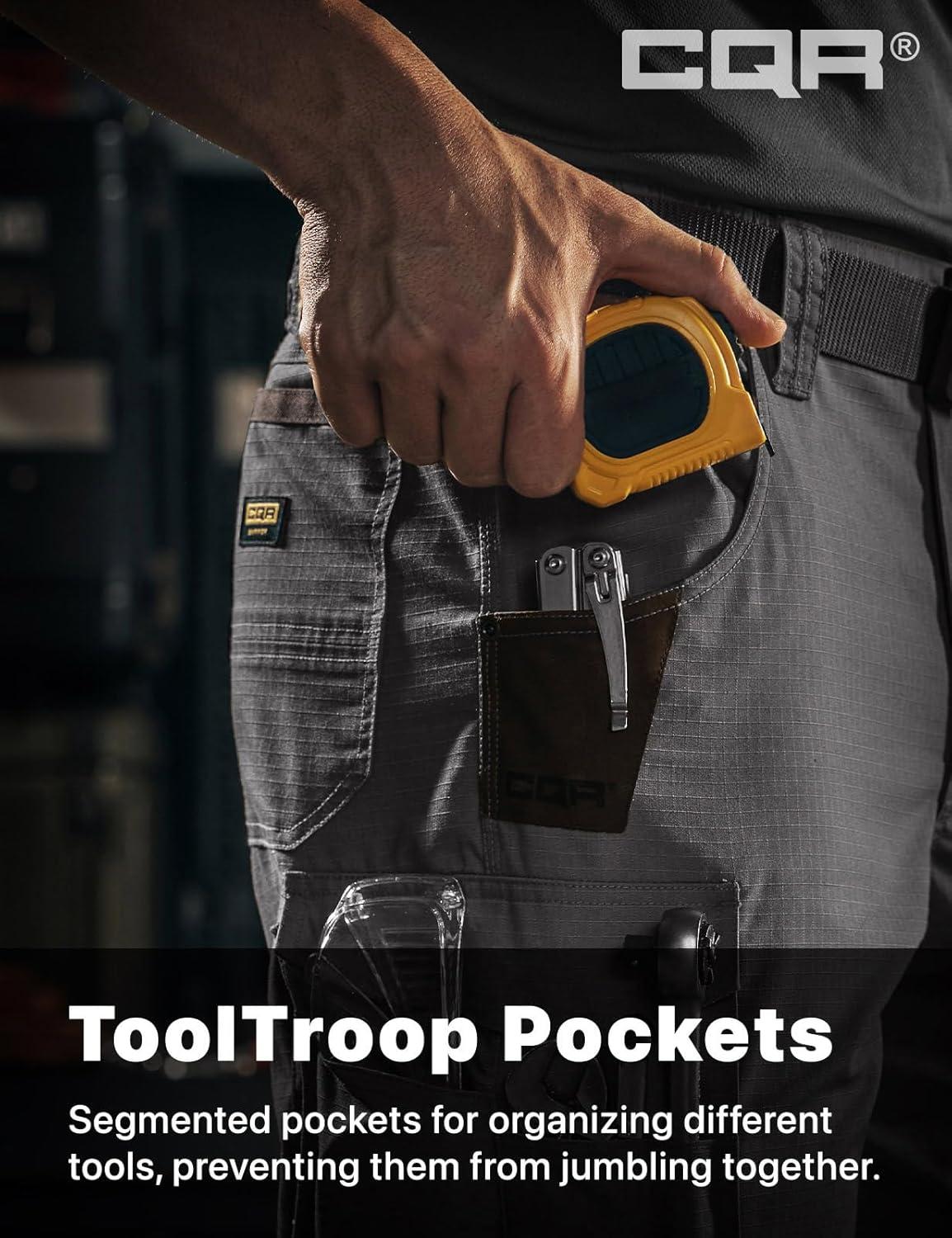 imageCQR Mens Quick Dry Work Pants Water Resistant Outdoor Tactical Pants Lightweight Stretch Cargo Hiking PantsWork Pants Charcoal