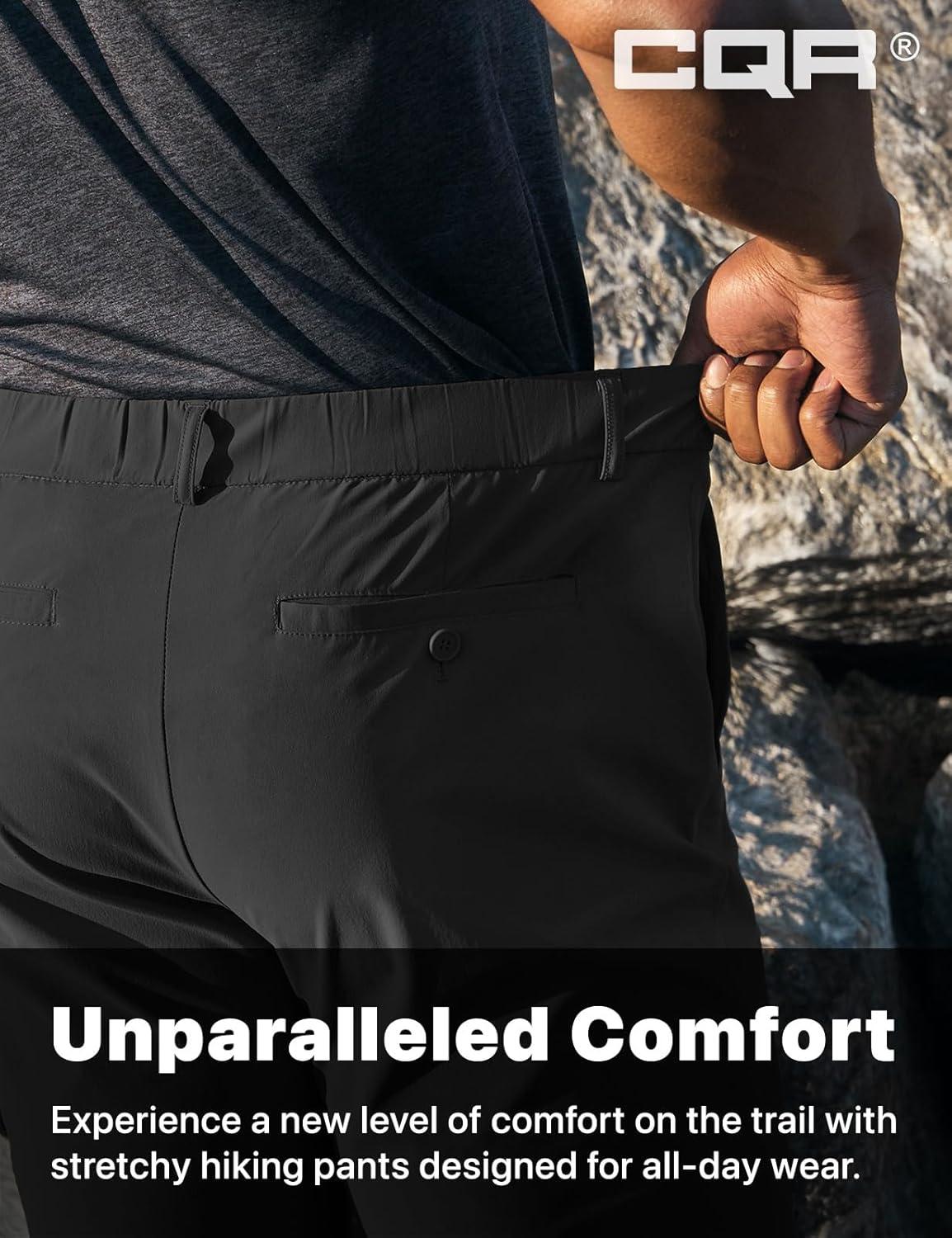 image:imageCQR Mens Quick Dry Stretch Hiking Cargo Shorts Lightweight Water Resistant Tactical Casual Golf amp Outdoor with PocketsHike Flex Black