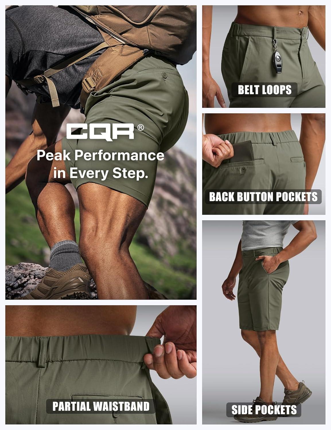 image:imageCQR Mens Quick Dry Stretch Hiking Cargo Shorts Lightweight Water Resistant Tactical Casual Golf amp Outdoor with PocketsHike Flex Khaki