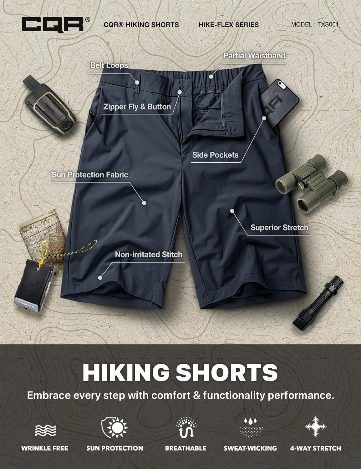 image:imageCQR Mens Quick Dry Stretch Hiking Cargo Shorts Lightweight Water Resistant Tactical Casual Golf amp Outdoor with PocketsHike Flex Navy