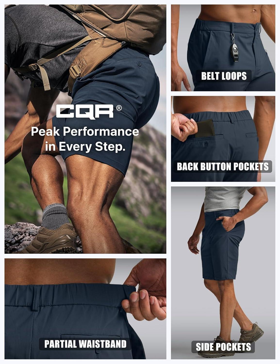 image:imageCQR Mens Quick Dry Stretch Hiking Cargo Shorts Lightweight Water Resistant Tactical Casual Golf amp Outdoor with PocketsHike Flex Navy