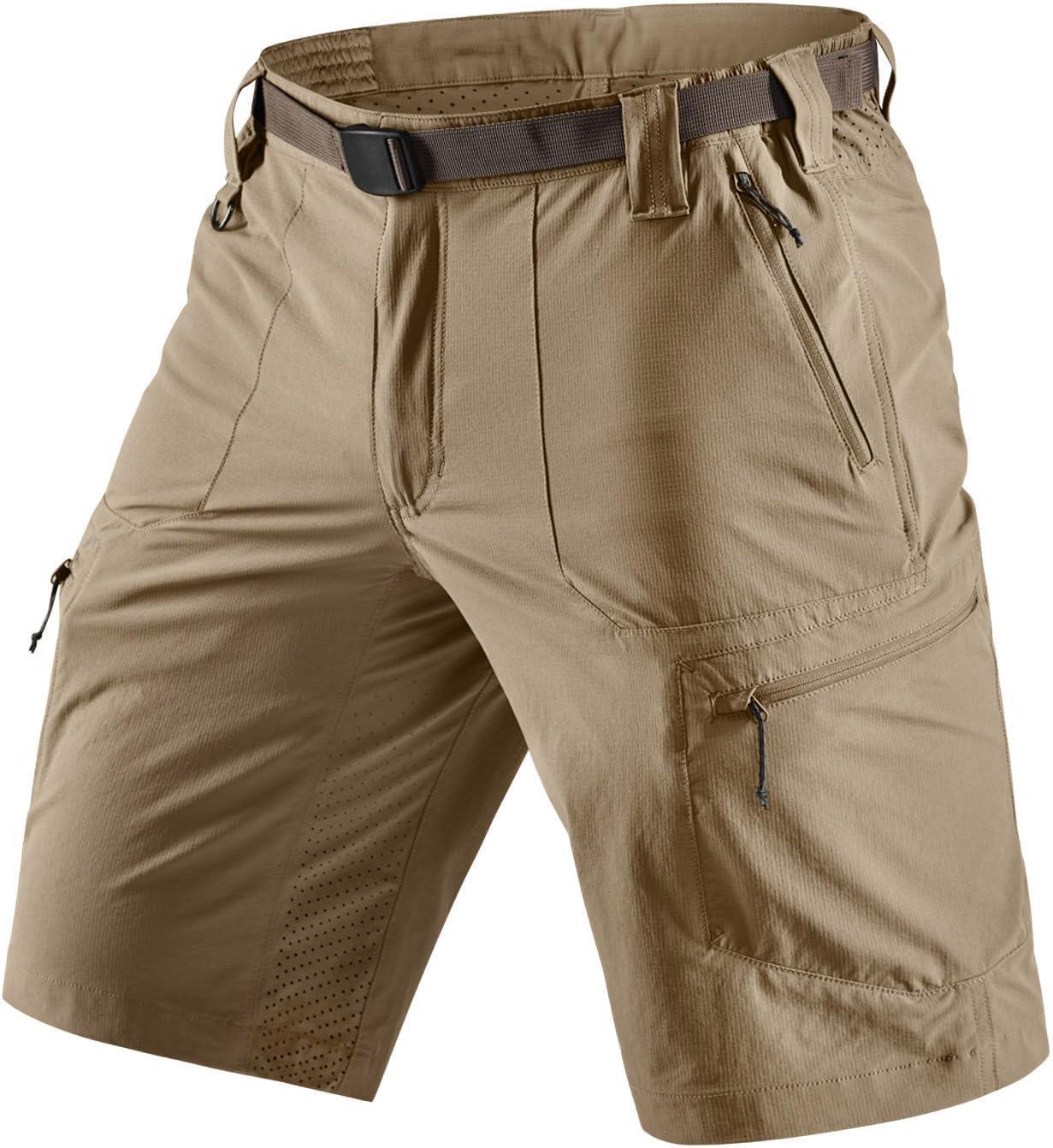 image:imageCQR Mens Quick Dry Stretch Hiking Cargo Shorts Lightweight Water Resistant Tactical Casual Golf amp Outdoor with PocketsPeak Alamo Khaki
