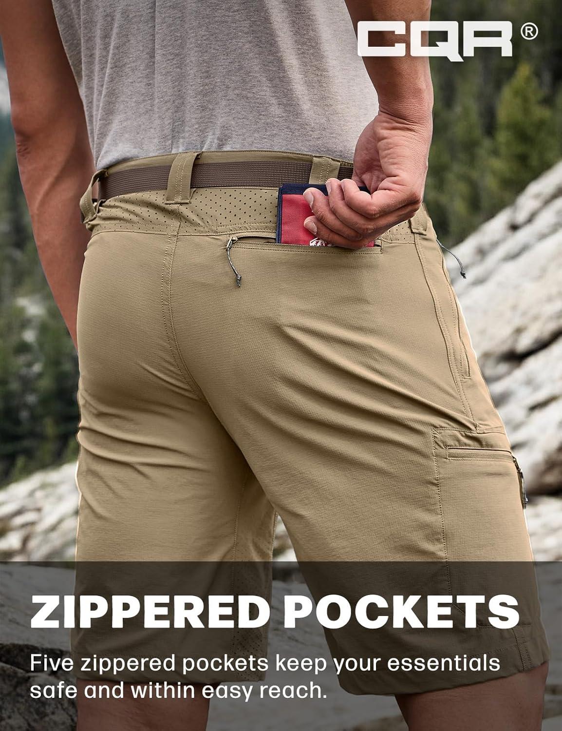 image:imageCQR Mens Quick Dry Stretch Hiking Cargo Shorts Lightweight Water Resistant Tactical Casual Golf amp Outdoor with PocketsPeak Alamo Khaki