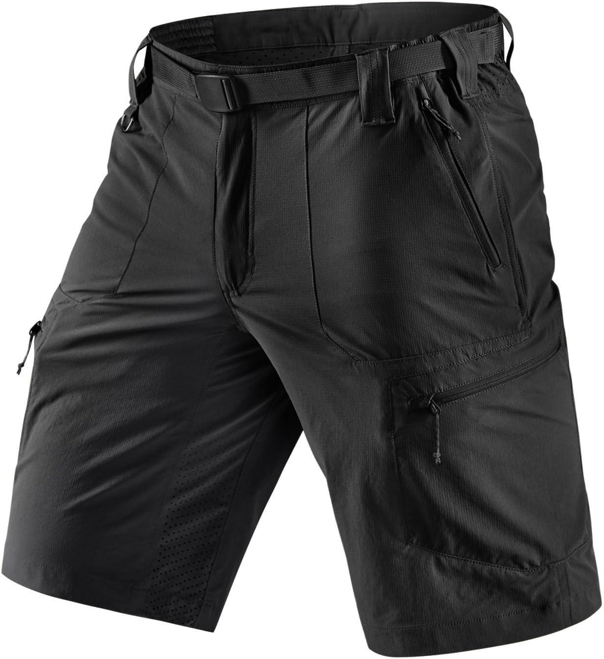image:imageCQR Mens Quick Dry Stretch Hiking Cargo Shorts Lightweight Water Resistant Tactical Casual Golf amp Outdoor with PocketsPeak Black