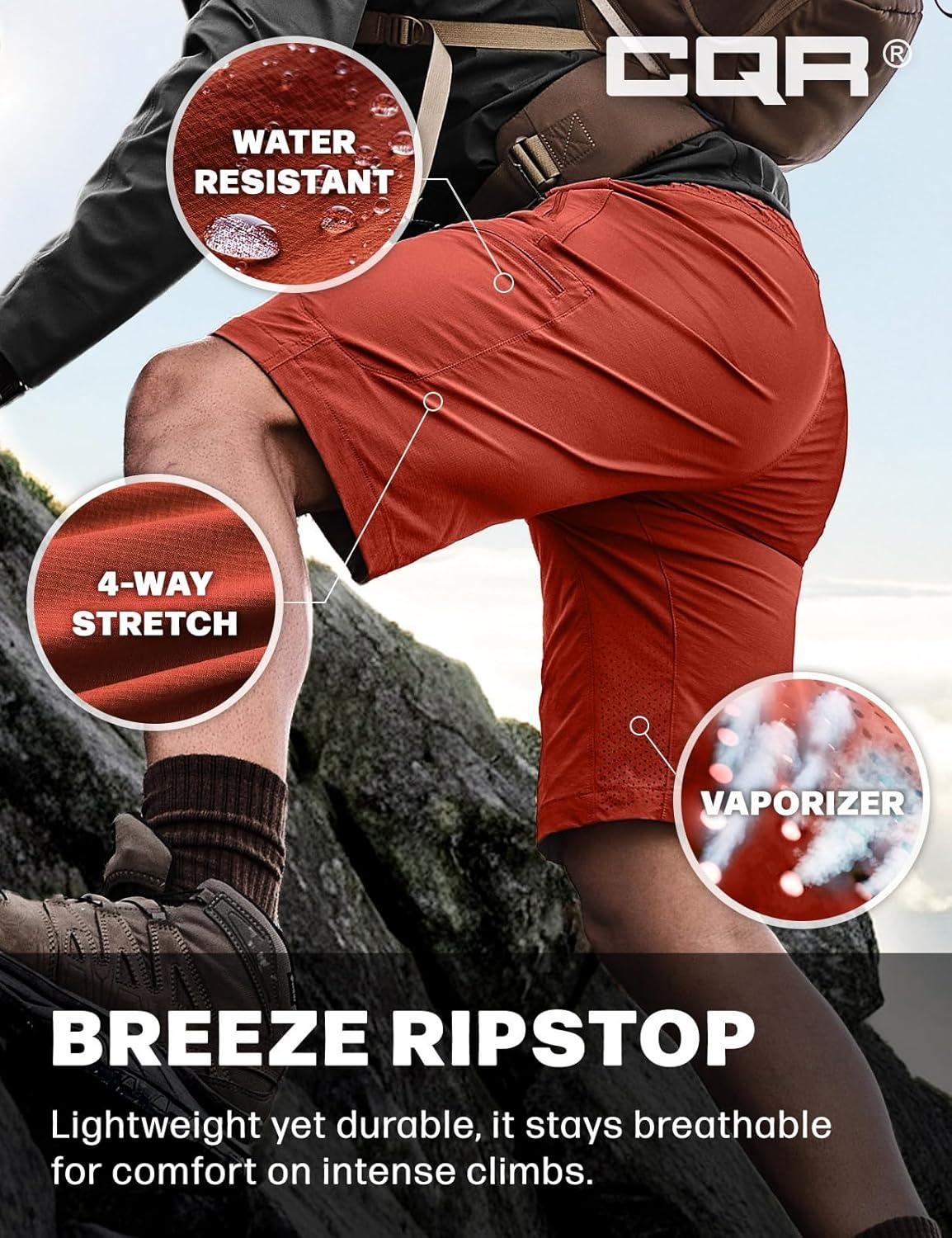 image:imageCQR Mens Quick Dry Stretch Hiking Cargo Shorts Lightweight Water Resistant Tactical Casual Golf amp Outdoor with PocketsPeak Burnt Orange
