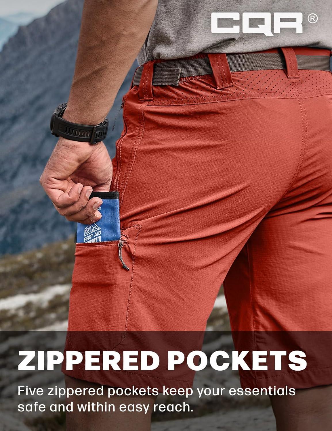 image:imageCQR Mens Quick Dry Stretch Hiking Cargo Shorts Lightweight Water Resistant Tactical Casual Golf amp Outdoor with PocketsPeak Burnt Orange