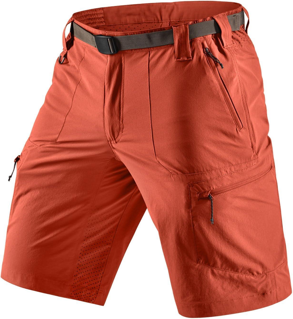 image:imageCQR Mens Quick Dry Stretch Hiking Cargo Shorts Lightweight Water Resistant Tactical Casual Golf amp Outdoor with PocketsPeak Burnt Orange