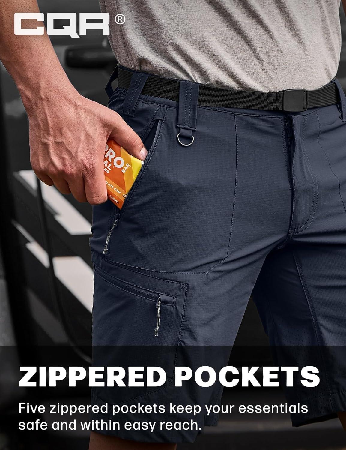 image:imageCQR Mens Quick Dry Stretch Hiking Cargo Shorts Lightweight Water Resistant Tactical Casual Golf amp Outdoor with PocketsPeak Polar Navy