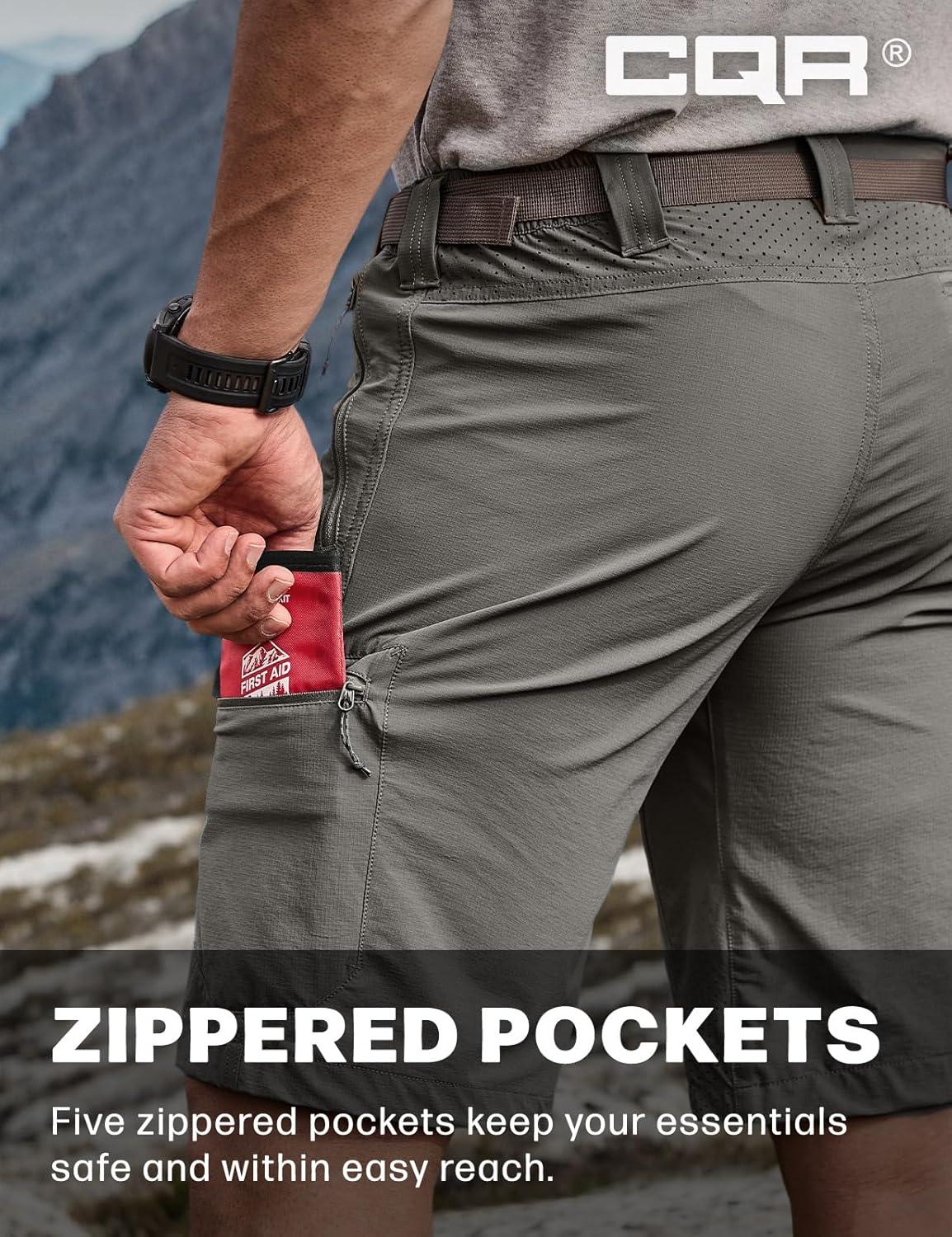 image:imageCQR Mens Quick Dry Stretch Hiking Cargo Shorts Lightweight Water Resistant Tactical Casual Golf amp Outdoor with PocketsPeak Sage