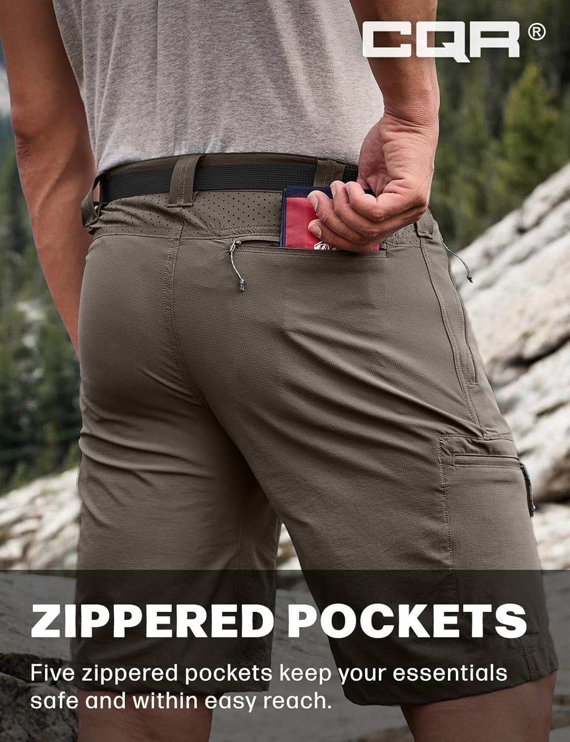 image:imageCQR Mens Quick Dry Stretch Hiking Cargo Shorts Lightweight Water Resistant Tactical Casual Golf amp Outdoor with PocketsPeak Sand Khaki