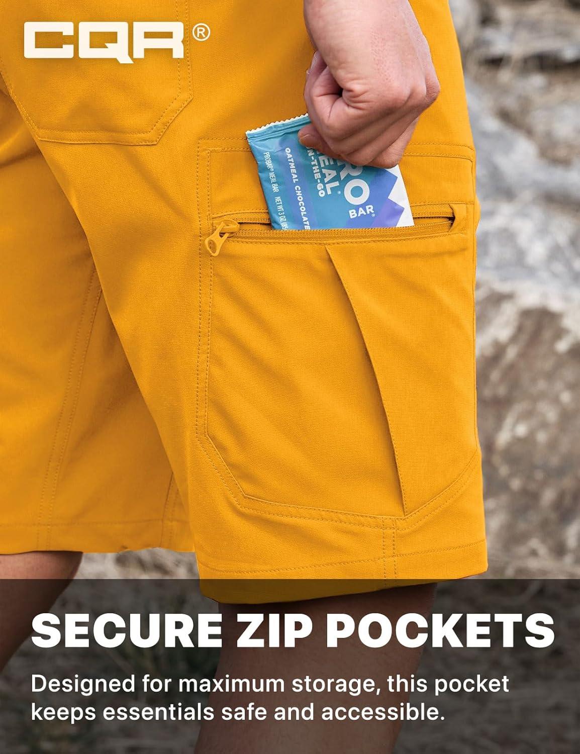 image:imageCQR Mens Quick Dry Stretch Hiking Cargo Shorts Lightweight Water Resistant Tactical Casual Golf amp Outdoor with PocketsRocky Amber