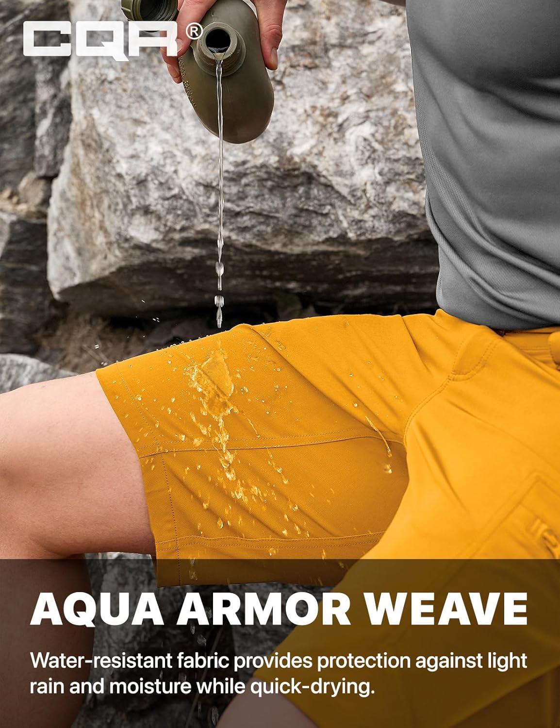image:imageCQR Mens Quick Dry Stretch Hiking Cargo Shorts Lightweight Water Resistant Tactical Casual Golf amp Outdoor with PocketsRocky Amber