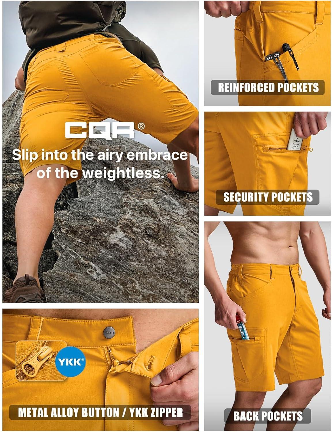 image:imageCQR Mens Quick Dry Stretch Hiking Cargo Shorts Lightweight Water Resistant Tactical Casual Golf amp Outdoor with PocketsRocky Amber