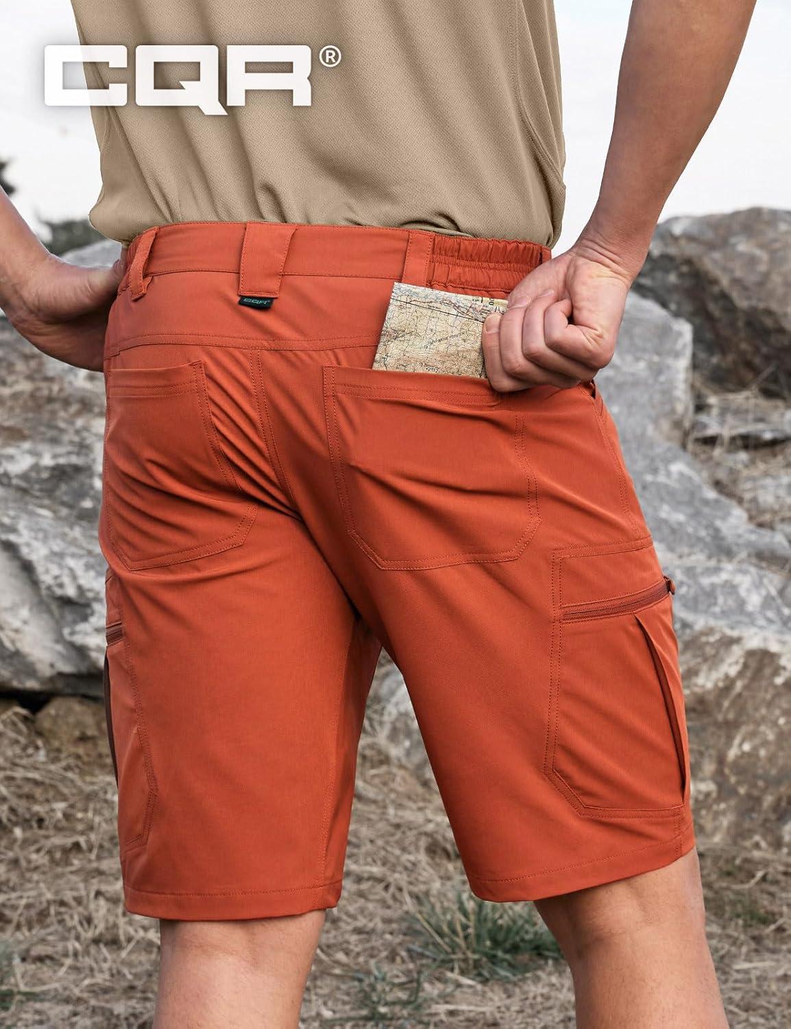 image:imageCQR Mens Quick Dry Stretch Hiking Cargo Shorts Lightweight Water Resistant Tactical Casual Golf amp Outdoor with PocketsRocky Burnt Orange