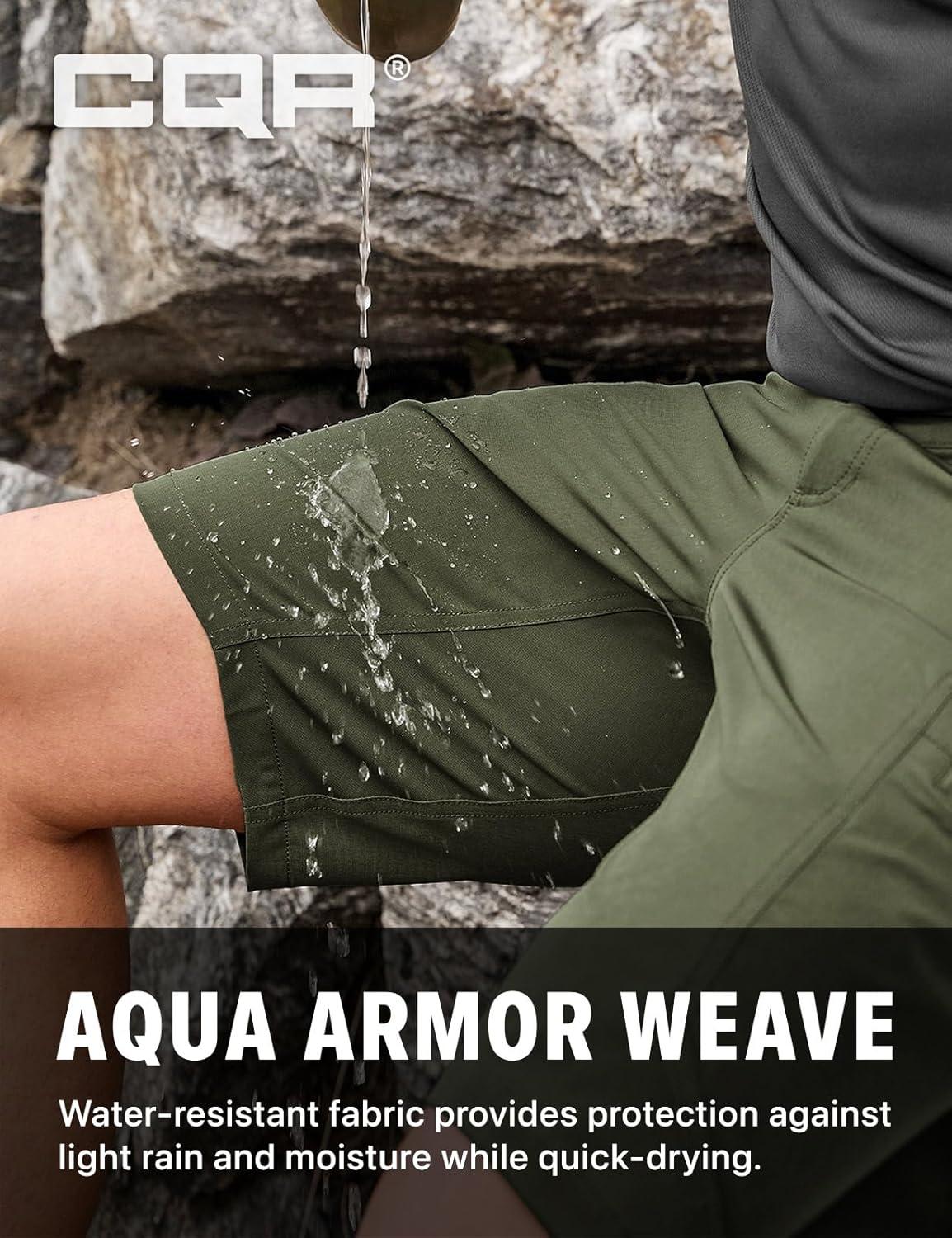 image:imageCQR Mens Quick Dry Stretch Hiking Cargo Shorts Lightweight Water Resistant Tactical Casual Golf amp Outdoor with PocketsRocky Fuscous Green