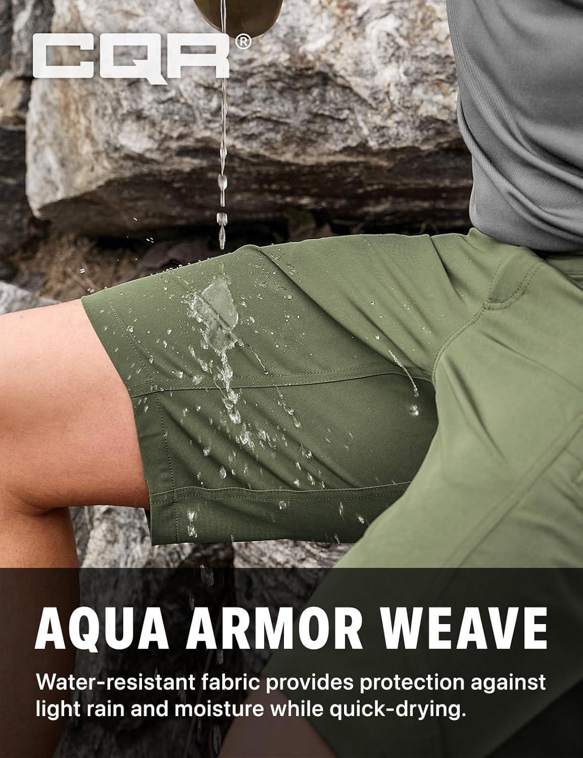 image:imageCQR Mens Quick Dry Stretch Hiking Cargo Shorts Lightweight Water Resistant Tactical Casual Golf amp Outdoor with PocketsRocky Lichen