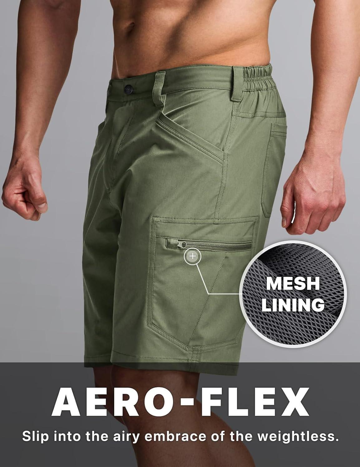 image:imageCQR Mens Quick Dry Stretch Hiking Cargo Shorts Lightweight Water Resistant Tactical Casual Golf amp Outdoor with PocketsRocky Lichen
