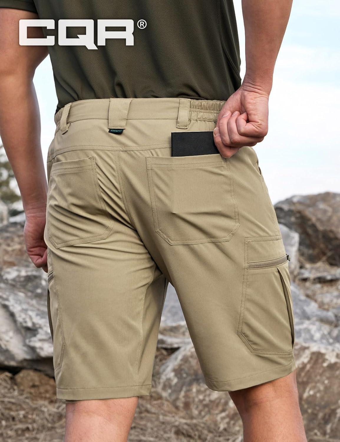 image:imageCQR Mens Quick Dry Stretch Hiking Cargo Shorts Lightweight Water Resistant Tactical Casual Golf amp Outdoor with PocketsRocky Tan
