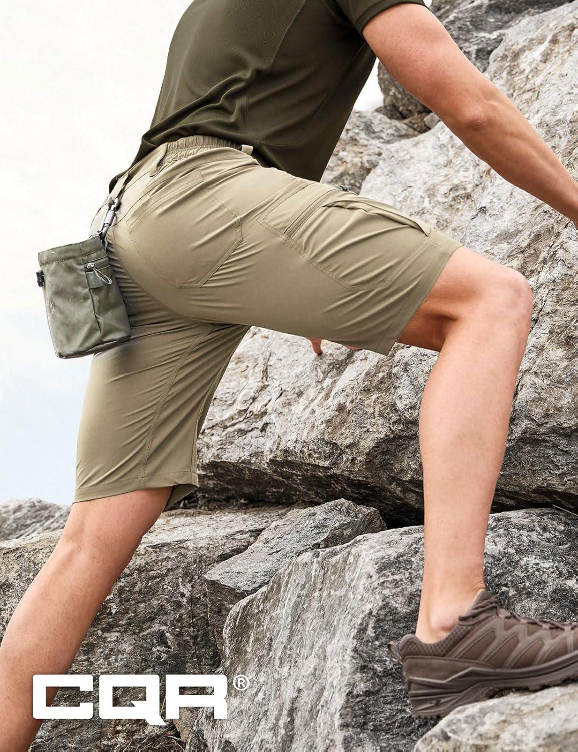 image:imageCQR Mens Quick Dry Stretch Hiking Cargo Shorts Lightweight Water Resistant Tactical Casual Golf amp Outdoor with PocketsRocky Tan
