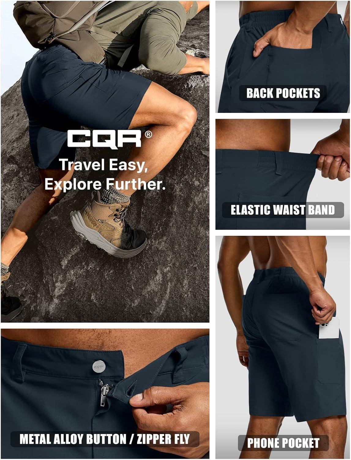 image:imageCQR Mens Quick Dry Stretch Hiking Cargo Shorts Lightweight Water Resistant Tactical Casual Golf amp Outdoor with PocketsRoutine Navy