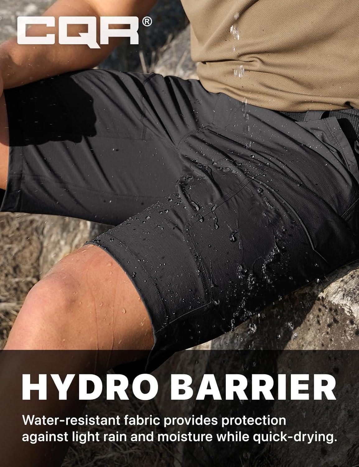image:imageCQR Mens Quick Dry Stretch Hiking Cargo Shorts Lightweight Water Resistant Tactical Casual Golf amp Outdoor with PocketsShendo Trail WBelt Black
