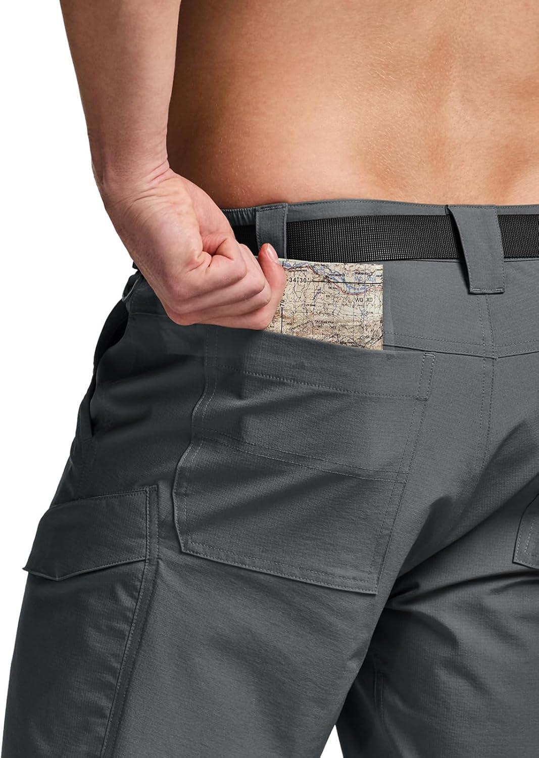 image:imageCQR Mens Quick Dry Stretch Hiking Cargo Shorts Lightweight Water Resistant Tactical Casual Golf amp Outdoor with PocketsShendo Trail WBelt Carbon Grey