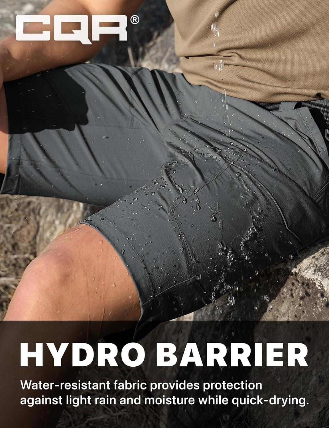 image:imageCQR Mens Quick Dry Stretch Hiking Cargo Shorts Lightweight Water Resistant Tactical Casual Golf amp Outdoor with PocketsShendo Trail WBelt Carbon Grey