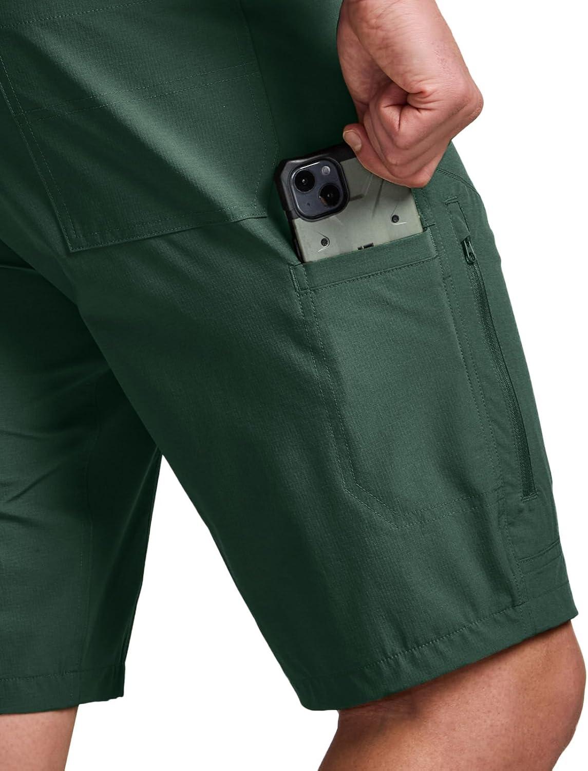 image:imageCQR Mens Quick Dry Stretch Hiking Cargo Shorts Lightweight Water Resistant Tactical Casual Golf amp Outdoor with PocketsShendo Trail WBelt Jade Green