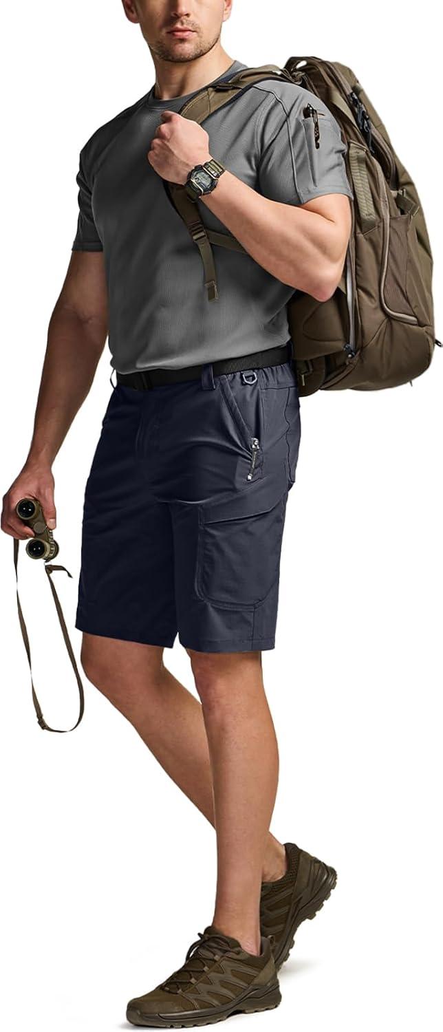 image:imageCQR Mens Quick Dry Stretch Hiking Cargo Shorts Lightweight Water Resistant Tactical Casual Golf amp Outdoor with PocketsShendo Trail WBelt Navy