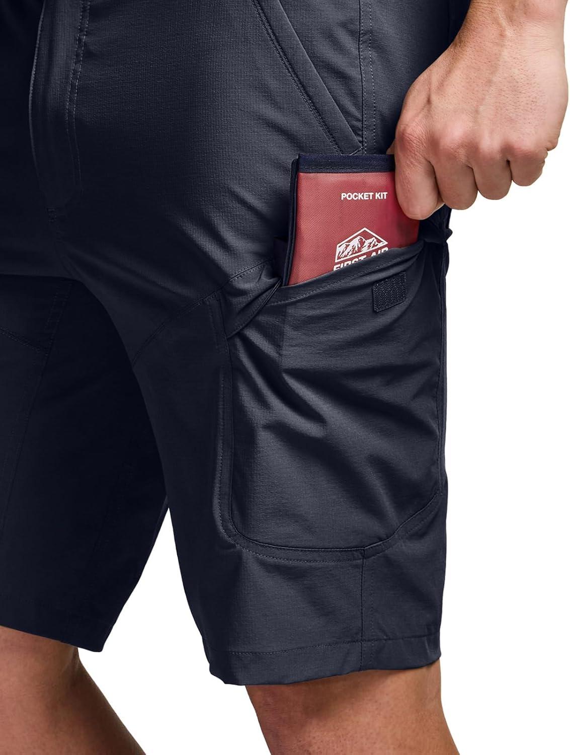 image:imageCQR Mens Quick Dry Stretch Hiking Cargo Shorts Lightweight Water Resistant Tactical Casual Golf amp Outdoor with PocketsShendo Trail WBelt Navy