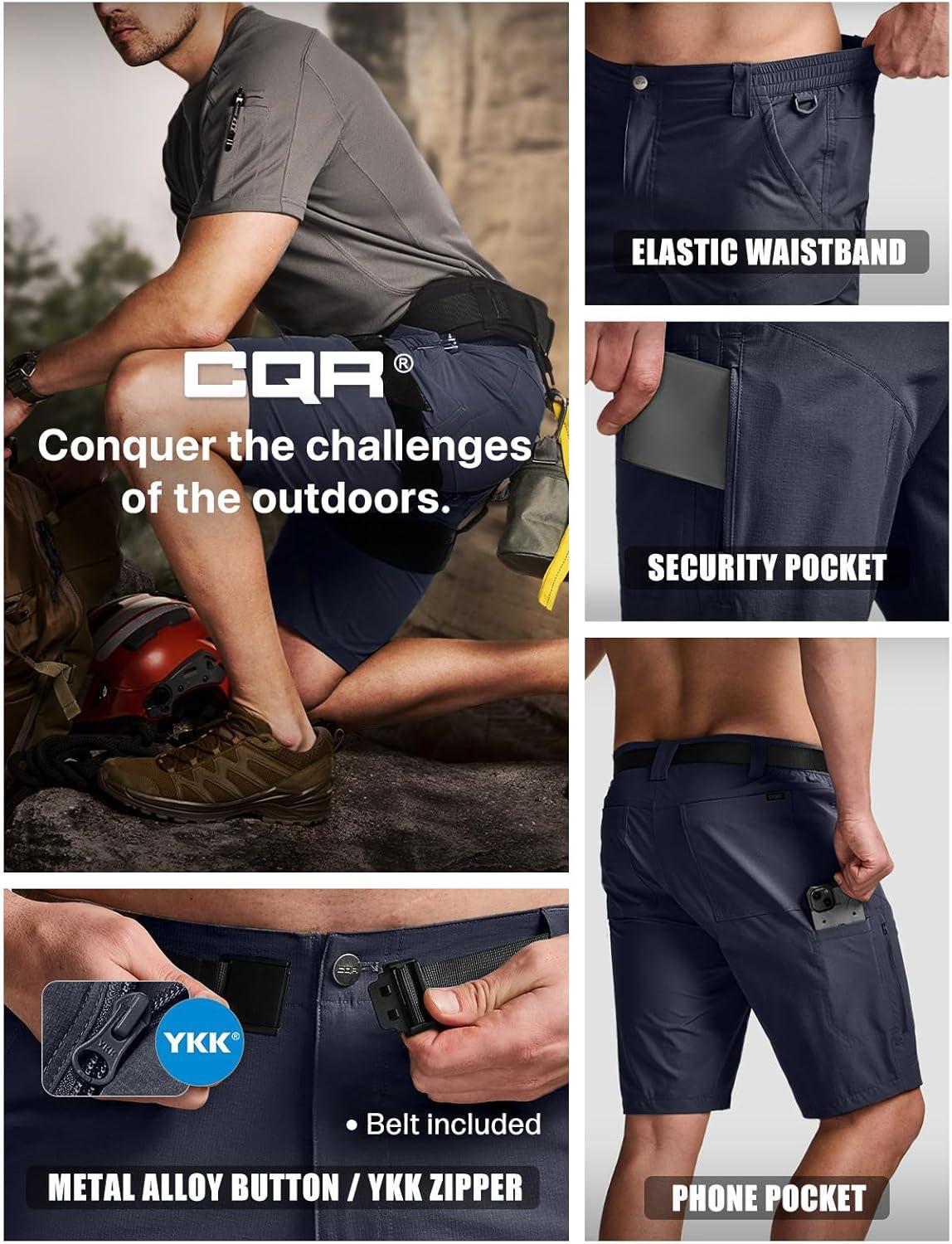 image:imageCQR Mens Quick Dry Stretch Hiking Cargo Shorts Lightweight Water Resistant Tactical Casual Golf amp Outdoor with PocketsShendo Trail WBelt Navy