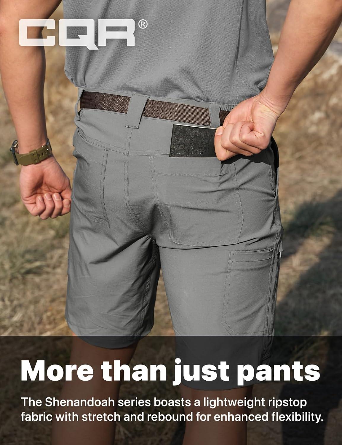 image:imageCQR Mens Quick Dry Stretch Hiking Cargo Shorts Lightweight Water Resistant Tactical Casual Golf amp Outdoor with PocketsShendo Trail WBelt Sage