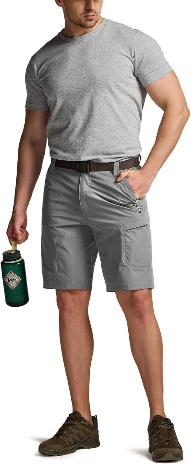 image:imageCQR Mens Quick Dry Stretch Hiking Cargo Shorts Lightweight Water Resistant Tactical Casual Golf amp Outdoor with PocketsShendo Trail WBelt Sage