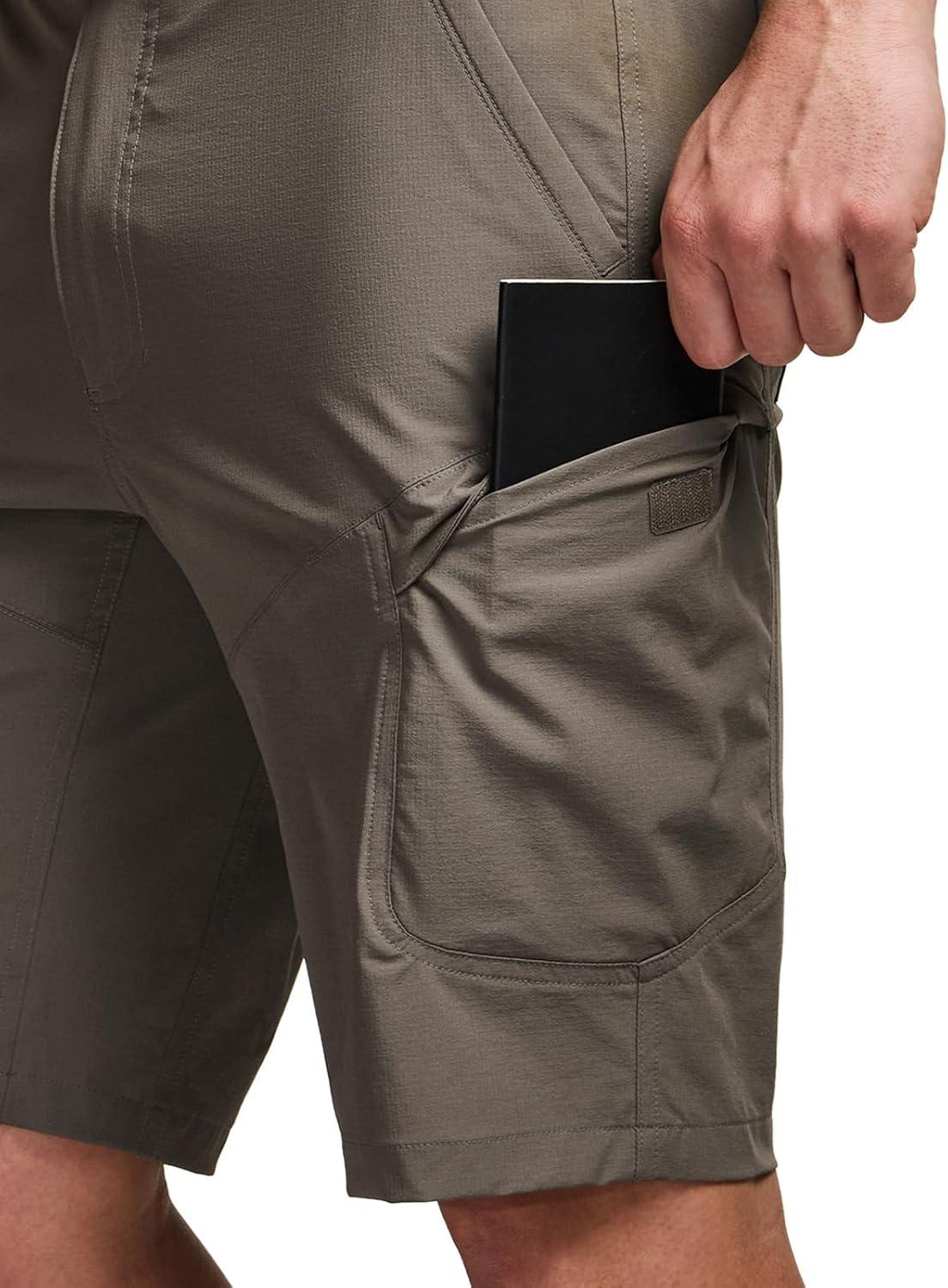 image:imageCQR Mens Quick Dry Stretch Hiking Cargo Shorts Lightweight Water Resistant Tactical Casual Golf amp Outdoor with PocketsShendo Trail WBelt Sand Khaki